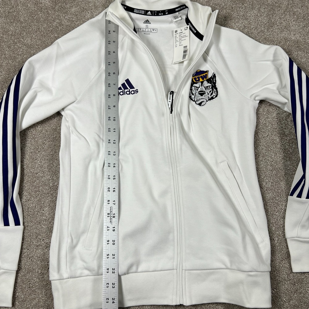 Adidas Womens S White Washington Huskies Primegreen Full Zip Track Jacket NWT - Picture 8 of 8